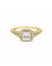 14K White Gold and Cushion Halo Diamond Split Shank Engagement Ring