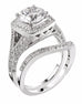 Vintage 14K White Gold and Cushion Halo Diamond Split Shank Engagement Ring