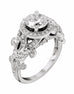 Vintage 14K White Gold and Round Halo Diamond Fleur De Lis Engagement Ring