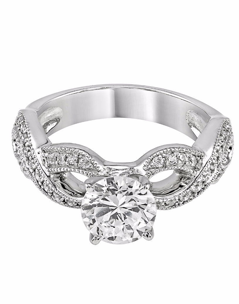 14K White Gold and Diamond Infinity Engagement Ring