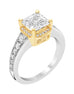 Vintage 14K White with Yellow Gold and Cushion Halo Diamond Engagement Ring