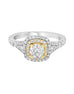14K White with Rose Gold and Double Halo Diamond Split Shank Engagement Ring