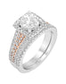 14K White with Rose Gold and Cushion Halo Diamond Engagement Ring