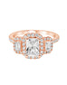 3 Stone 14K White Gold and Halo Diamond Engagement Ring