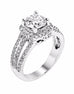 14K White Gold and Cushion Halo Diamond Split Shank Engagement Ring