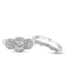 3 Stone 14K White Gold and Halo Diamond Tesori Engagement Ring