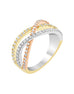 14K Yellow Gold with White and Rose Gold Diamond Fashion Band