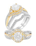 14K White with Yellow Gold and Diamond Split Shank Engagement Ring