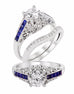 14K White Gold and Diamond with Blue Sapphire Engagement Ring