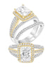 14K White with Yellow Gold and Halo Diamond Split Shank Engagement Ring