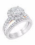 14K White with Rose Gold and Round Halo Diamond Engagement Ring