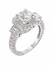 Vintage 3 Stone 14K White Gold and Cushion Halo Diamond Engagement Ring