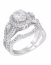 3 Stone 14K White Gold and Halo Diamond Infinity Engagement Ring