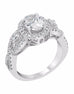 3 Stone 14K White Gold and Halo Diamond Infinity Engagement Ring