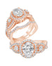 3 Stone 14K White Gold and Halo Diamond Infinity Engagement Ring