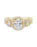 3 Stone 14K White Gold and Halo Diamond Infinity Engagement Ring