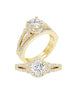 14K White Gold and Round Halo Diamond Split Shank Engagement Ring