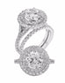 14K White Gold and Double Halo Diamond Split Shank Engagement Ring