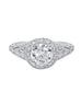 Vintage 14K White Gold and Round Halo Diamond Engagement Ring