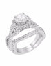 14K White Gold and Round Halo Diamond Infinity Engagement Ring