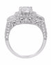Vintage 3 Stone 14K White Gold and Cushion Halo Diamond Engagement Ring