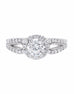 14K White Gold and Halo Diamond Tesori Split Shank Engagement Ring