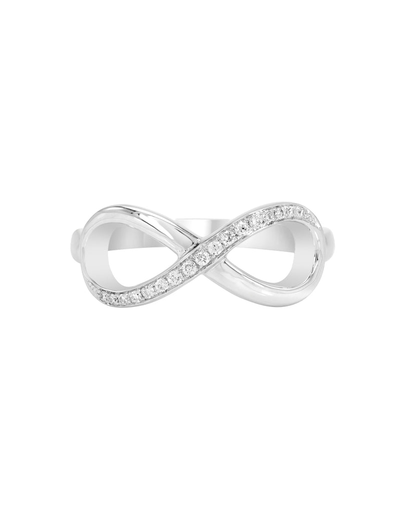 14K White Gold and Diamond Infinity Wedding Band