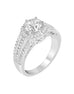 14K White Gold and Round Halo Diamond Split Shank Engagement Ring