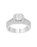 14K White with Rose Gold and Cushion Halo Diamond Split Shank Engagement Ring
