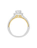 14K White with Rose Gold and Cushion Halo Diamond Split Shank Engagement Ring