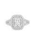 14K White Gold and Double Halo Diamond Split Shank Engagement Ring