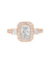 Vintage 3 Stone 14K White Gold and Halo Diamond Engagement Ring