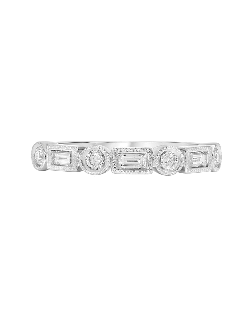Stackable 14K White Gold and Diamond Wedding Band