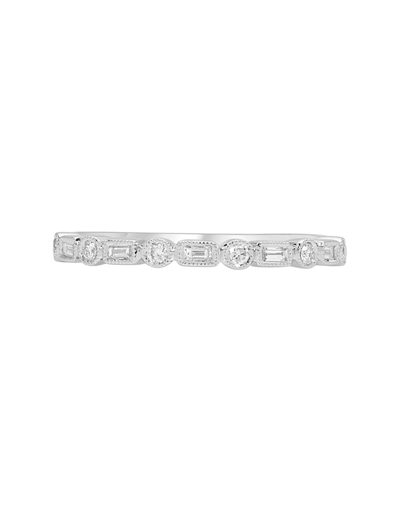 Stackable 14K White Gold and Diamond Wedding Band