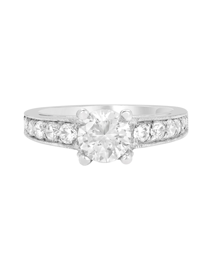 Vintage 14K White Gold and Diamond Engagement Ring