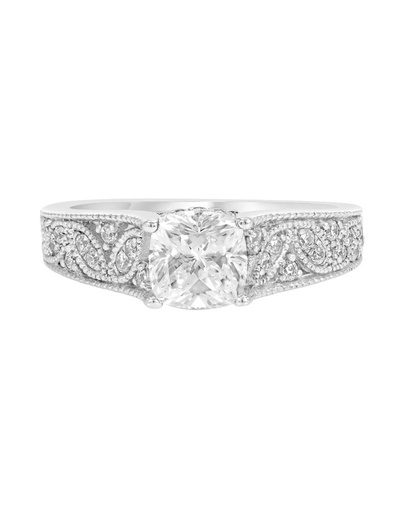 Vintage 14K White Gold and Diamond Engagement Ring