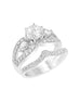 3 Stone 14K White Gold and Diamond Split Shank Engagement Ring