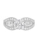 3 Stone 14K White Gold and Diamond Split Shank Engagement Ring
