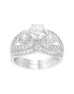 3 Stone 14K White Gold and Diamond Split Shank Engagement Ring