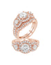 Vintage 3 Stone 14K White Gold and Round Halo Diamond Engagement Ring
