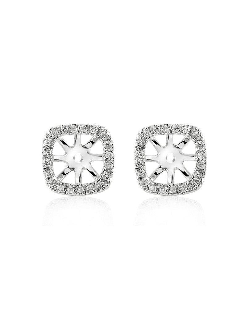 4X4 MM 14K White Gold Diamond Earring Jackets