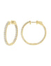 14K White Gold Round Hoop Diamond Earrings