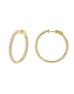 14K White Gold Round Hoop Diamond Earrings