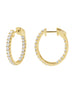 14K White Gold Oval Hoop Diamond Earrings