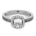 14K White Gold Moissanite and Diamond Halo Engagement Ring with Meteorite