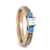 14K Rose Gold Diamond and Turquoise Ring with Antler Inlay